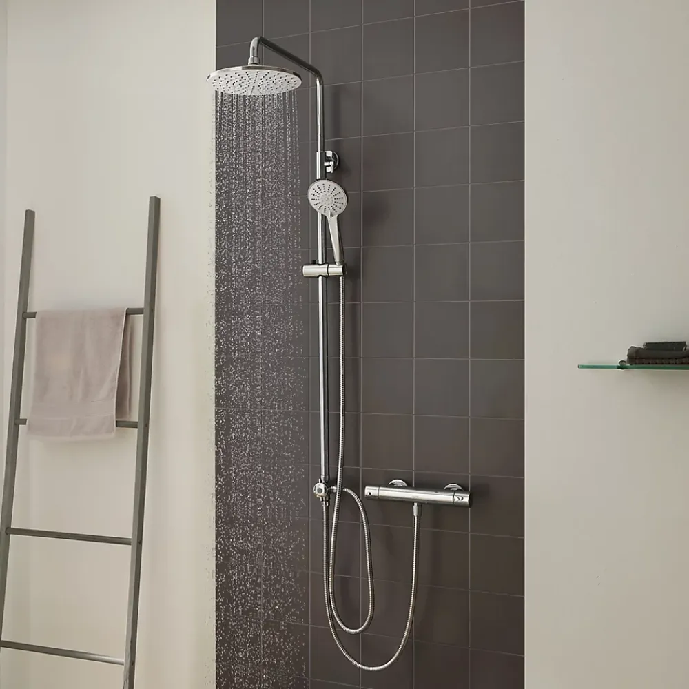Cecipa Max Colonne de douche sans robinetterie avec pommeau + douchette+ flexible + barre réglable