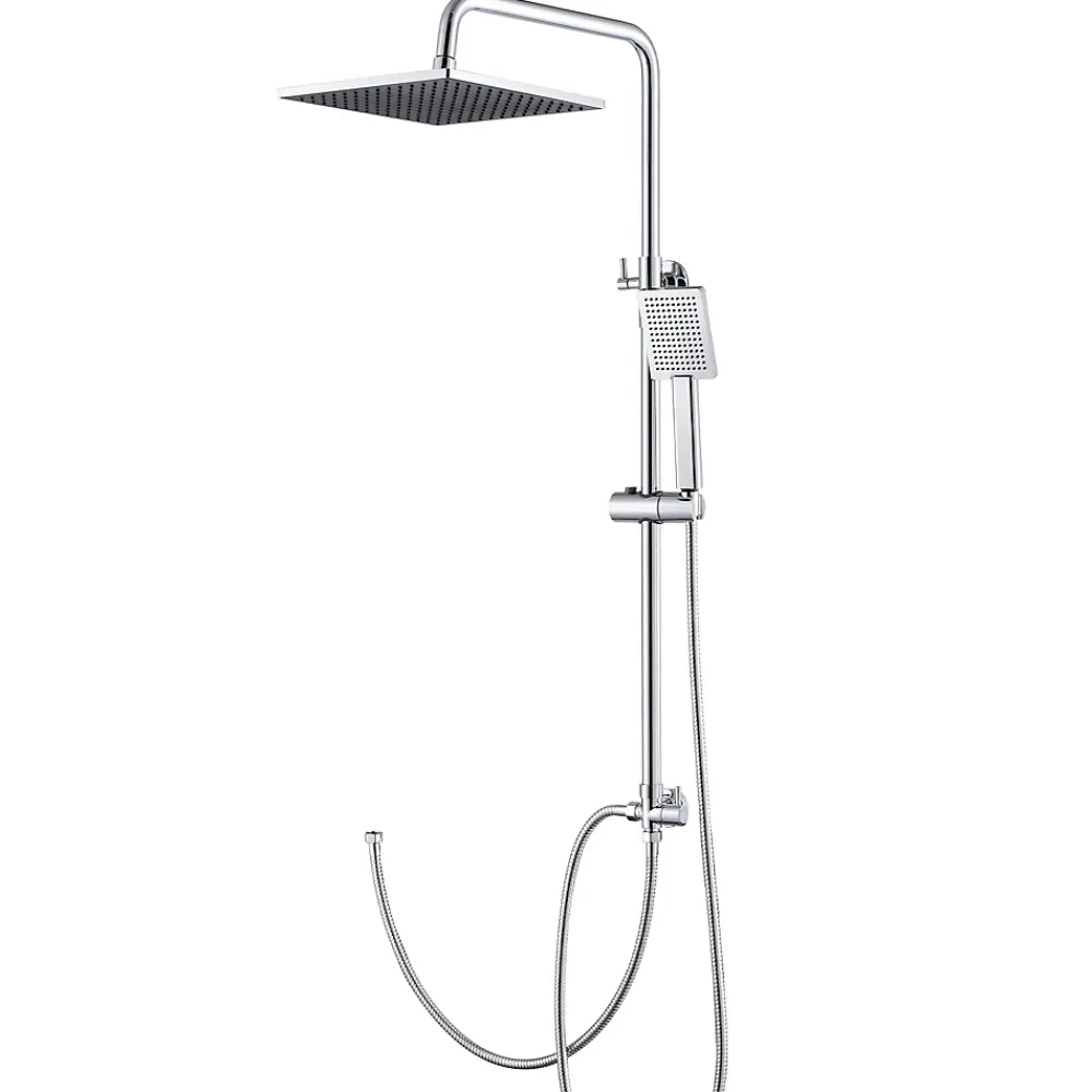 Sofetiy Max Colonne de douche sans robinetterie avec pommeau + douchette+ flexible + barre réglable, chrome