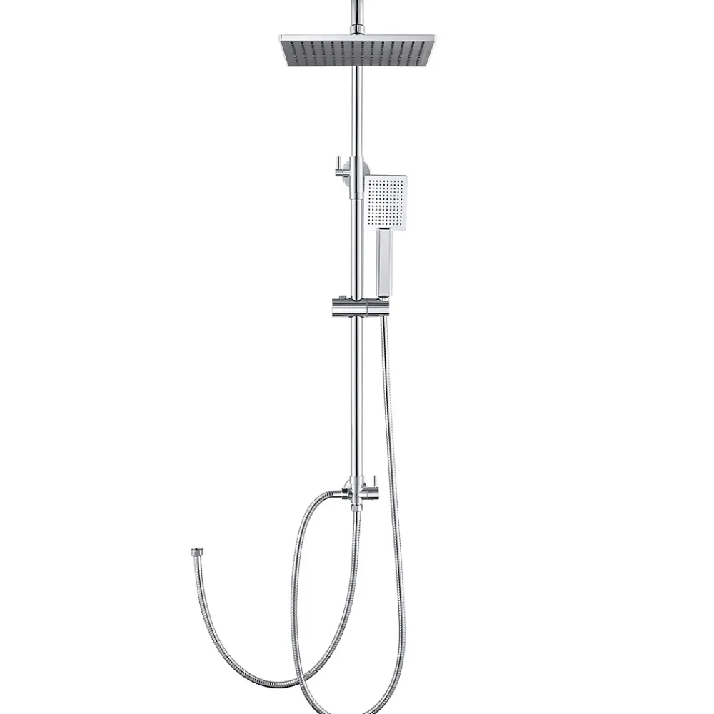 Sofetiy Max Colonne de douche sans robinetterie avec pommeau + douchette+ flexible + barre réglable, chrome