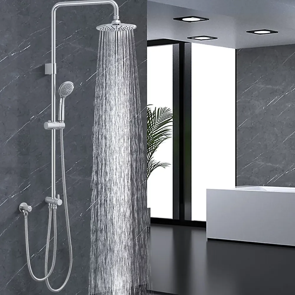 Colonne De Douche Sans Robinetterie|Homelody Colonne de Douche sans Robinetterie Murale Hydromassante avec Douchette et Pommeau de Douche Chromé