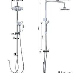 Colonne De Douche Sans Robinetterie|Homelody Colonne de Douche sans Robinetterie Murale Hydromassante avec Douchette et Pommeau de Douche Chromé