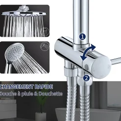 Colonne De Douche Sans Robinetterie|Homelody Colonne de Douche sans Robinetterie Murale Hydromassante avec Douchette et Pommeau de Douche Chromé