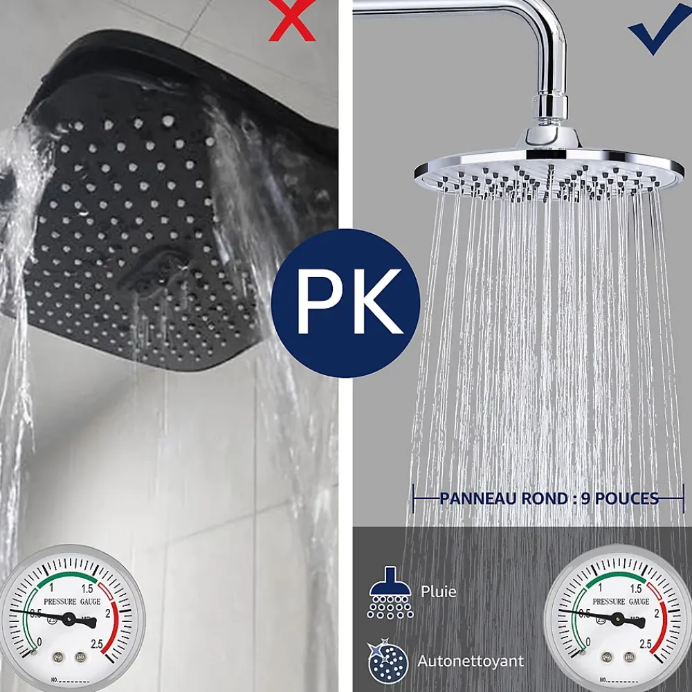 Colonne De Douche Sans Robinetterie|Homelody Colonne de Douche sans Robinetterie Murale Hydromassante avec Douchette et Pommeau de Douche Chromé