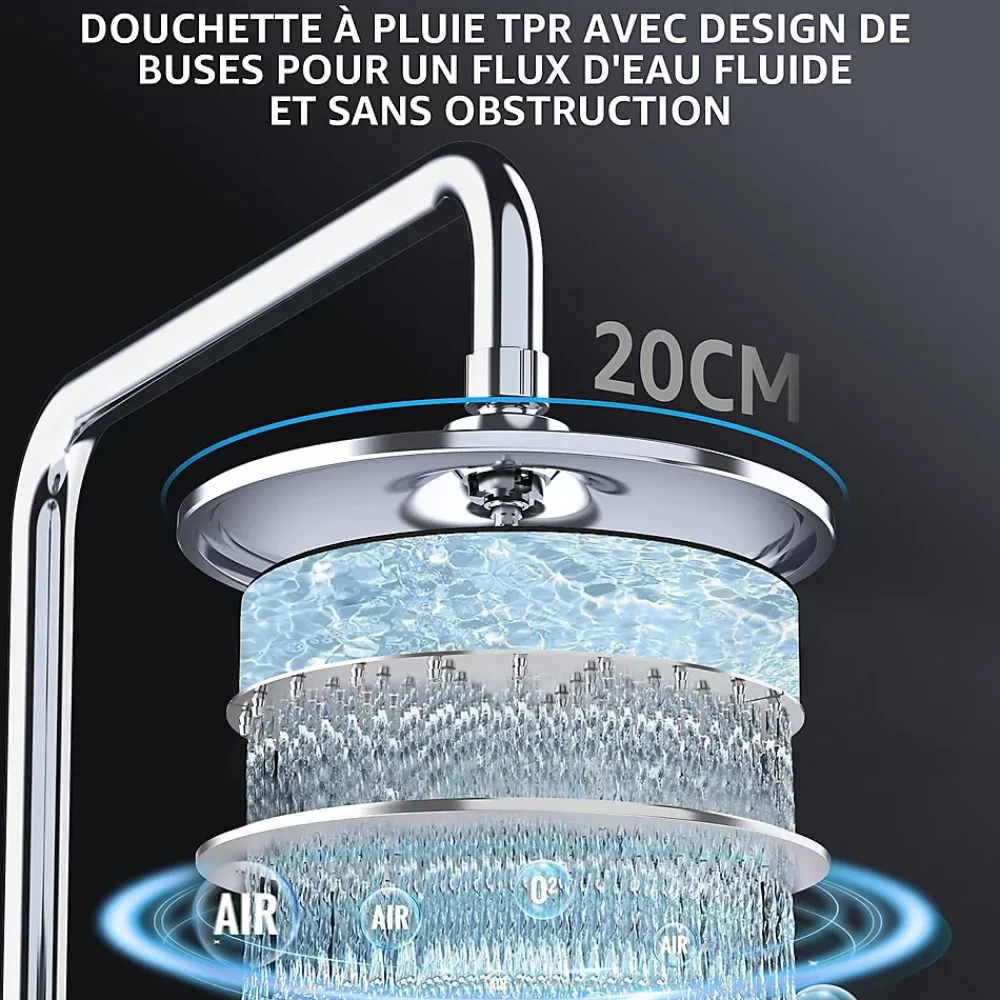 Colonne De Douche Sans Robinetterie|Homelody Colonne de Douche sans Robinetterie Murale Hydromassante avec Douchette et Pommeau de Douche Chromé