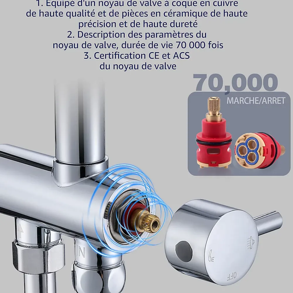 Colonne De Douche Sans Robinetterie|Homelody Colonne de Douche sans Robinetterie Murale Hydromassante avec Douchette et Pommeau de Douche Chromé