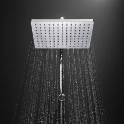 Hansgrohe Colonne de douche sans robinetterie avec pommeau + douchette 2 jets + flexible + barre réglable, chrome, Vernis Shape