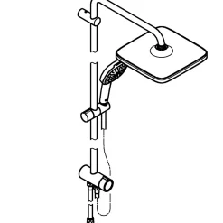 Grohe Colonne de douche sans robinetterie avec douchette + pommeau + flexible + barre, chrome carré, Vitalio Start 250