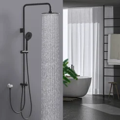 Homelody Colonne de Douche sans Robinetterie Effet Pluie avec Douchette 3 Fonctions Noir pour Salle de Bain