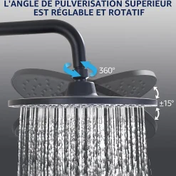 Homelody Colonne de Douche sans Robinetterie Effet Pluie avec Douchette 3 Fonctions Noir pour Salle de Bain