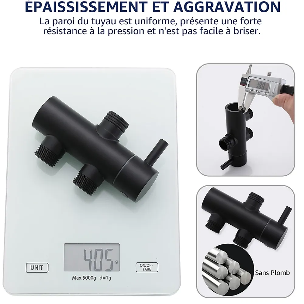 Homelody Colonne de Douche sans Robinetterie Effet Pluie avec Douchette 3 Fonctions Noir pour Salle de Bain