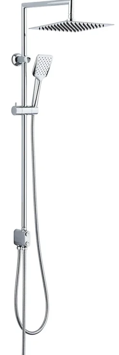 Colonne De Douche Sans Robinetterie|Edouard Rousseau Colonne de douche sans robinetterie avec pommeau + douchette 1 jet + flexible + barre réglable, chrome, Koniki