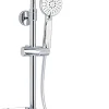 Colonne De Douche Sans Robinetterie|Edouard Rousseau Colonne de douche sans robinetterie avec pommeau + douchette 2 jets + flexible + barre réglable, chrome, Spatial