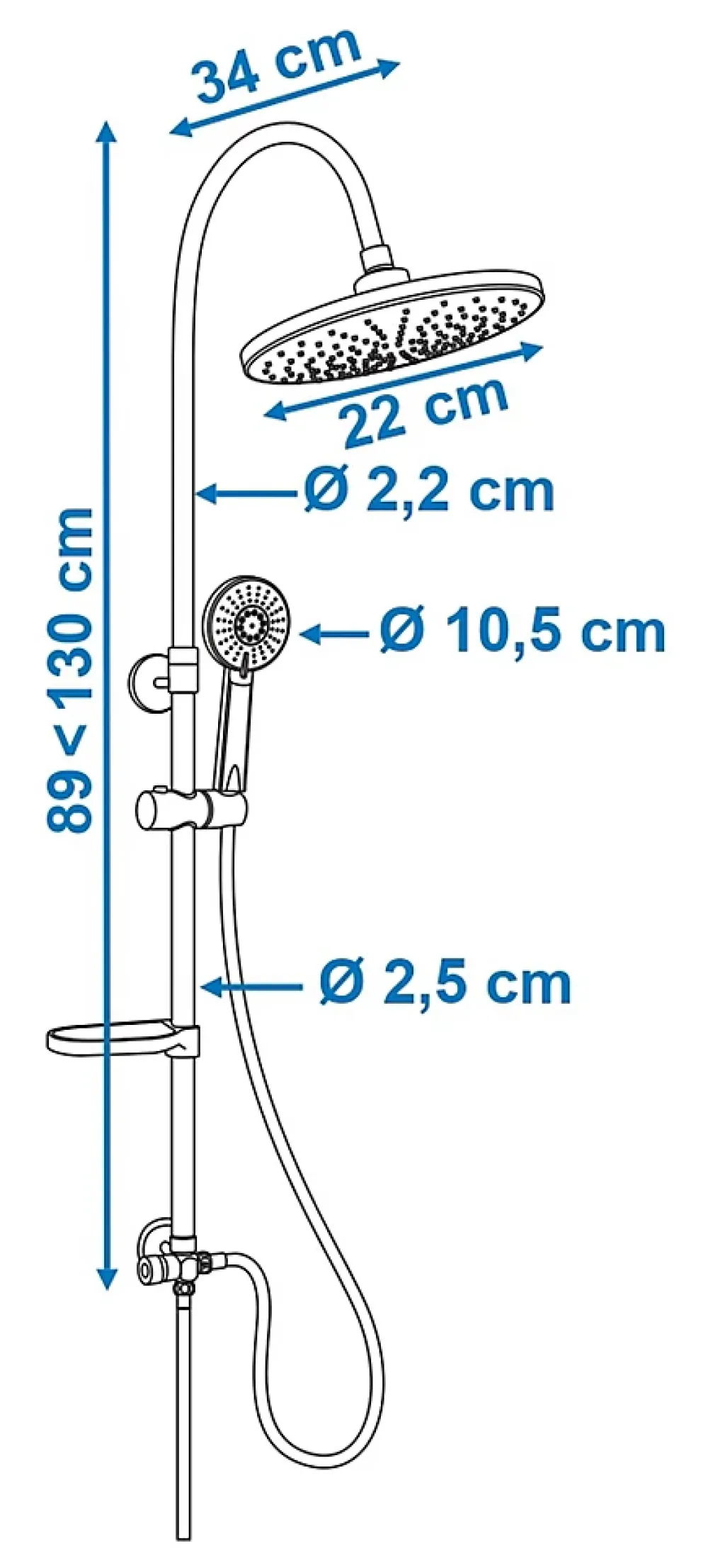 Colonne De Douche Sans Robinetterie|Edouard Rousseau Colonne de douche sans robinetterie avec pommeau + douchette 2 jets + flexible + barre réglable, chrome, Spatial