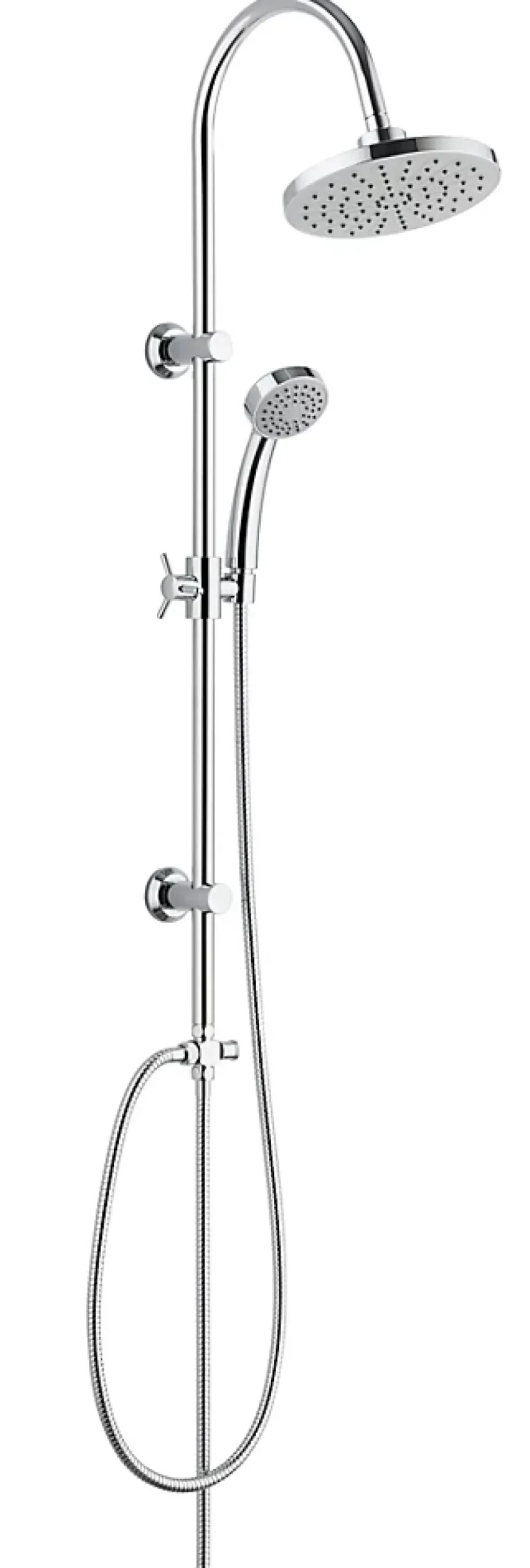Edouard Rousseau Colonne de douche sans robinetterie avec pommeau + douchette 1 jet + flexible + barre réglable, chrome, Manolia