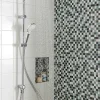 Hansgrohe Colonne de douche sans robinetterie avec douchette 3 jets + flexible + barre réglable, chrome, Reno 220 surface