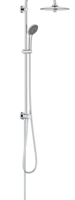 Grohe Colonne de douche sans robinetterie avec pommeau + douchette 3 jets + flexible + barre réglable, chrome, Vitalio Joy System 260
