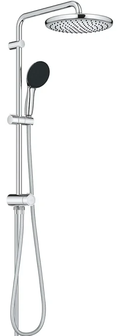 Colonne De Douche Sans Robinetterie|Grohe Colonne de douche sans robinetterie avec douchette + pommeau + flexible + barre, chrome rond, Vitalio Start 250