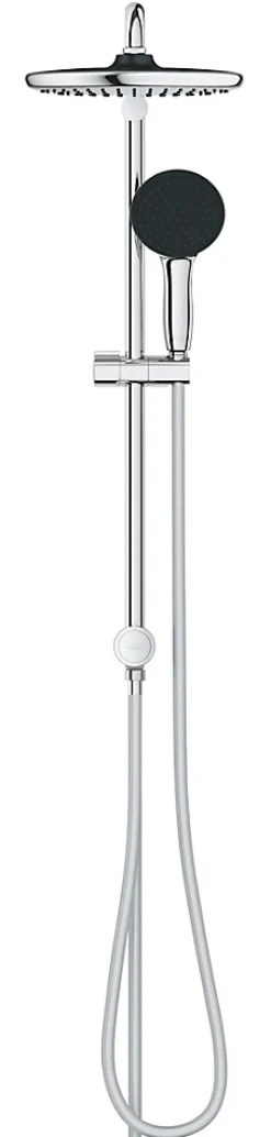 Colonne De Douche Sans Robinetterie|Grohe Colonne de douche sans robinetterie avec douchette + pommeau + flexible + barre, chrome rond, Vitalio Start 250