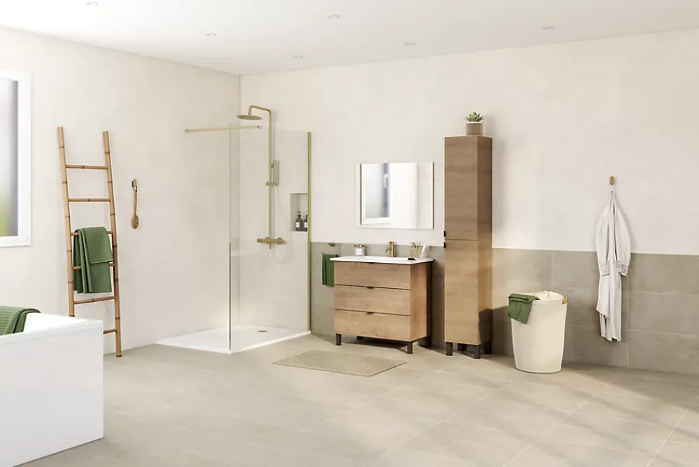 GoodHome Colonne de douche thermostatique, doré, Owens