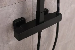 Colonne De Douche Thermostatique|Bernstein Colonne de douche thermostatique murale laiton + tête de douche 23x23cm - Noir mat - 110x15cm - SEDAL 8921B