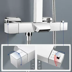 Auralum Max Colonne de Douche Thermostatique 3 Fonctions, Ensemble de Douche Chrome avec pomme Douchette Robinet de Baignoire