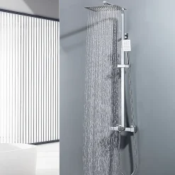 Auralum Max Colonne de Douche Thermostatique 3 Fonctions, Ensemble de Douche Chrome avec pomme Douchette Robinet de Baignoire