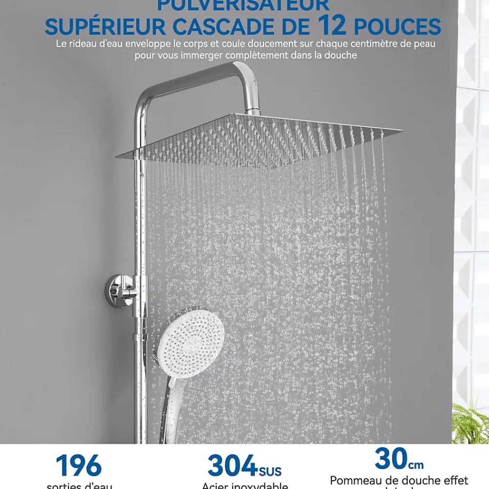 Colonne De Douche Thermostatique|Sofetiy Max Colonne de Douche Thermostatique 5 Fonctions, Ensemble de Douche , Douche avec Tête de Douche de 12 pouces
