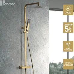 Colonne De Douche Thermostatique|Imex Colonne de Douche Thermostatique Anti-Calcaire Or Brossé VIGO BTV013/OC