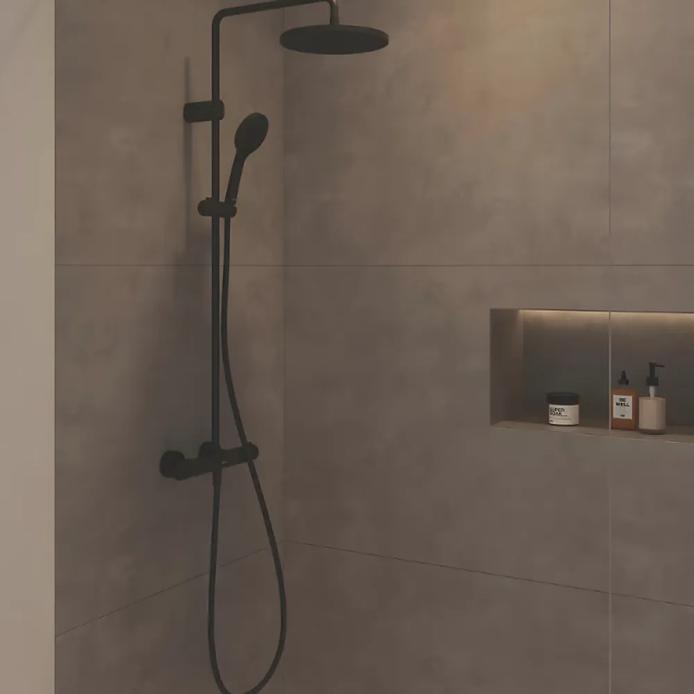 Duravit Colonne de douche thermostatique MinusFlow noir mat