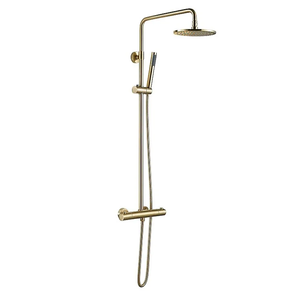 Robinet De Douche|Hudor COLONNE DE DOUCHE THERMOSTATIQUE EN LAITON DORÉ BROSSÉ SC418 COLLECTION SCAMANDRE