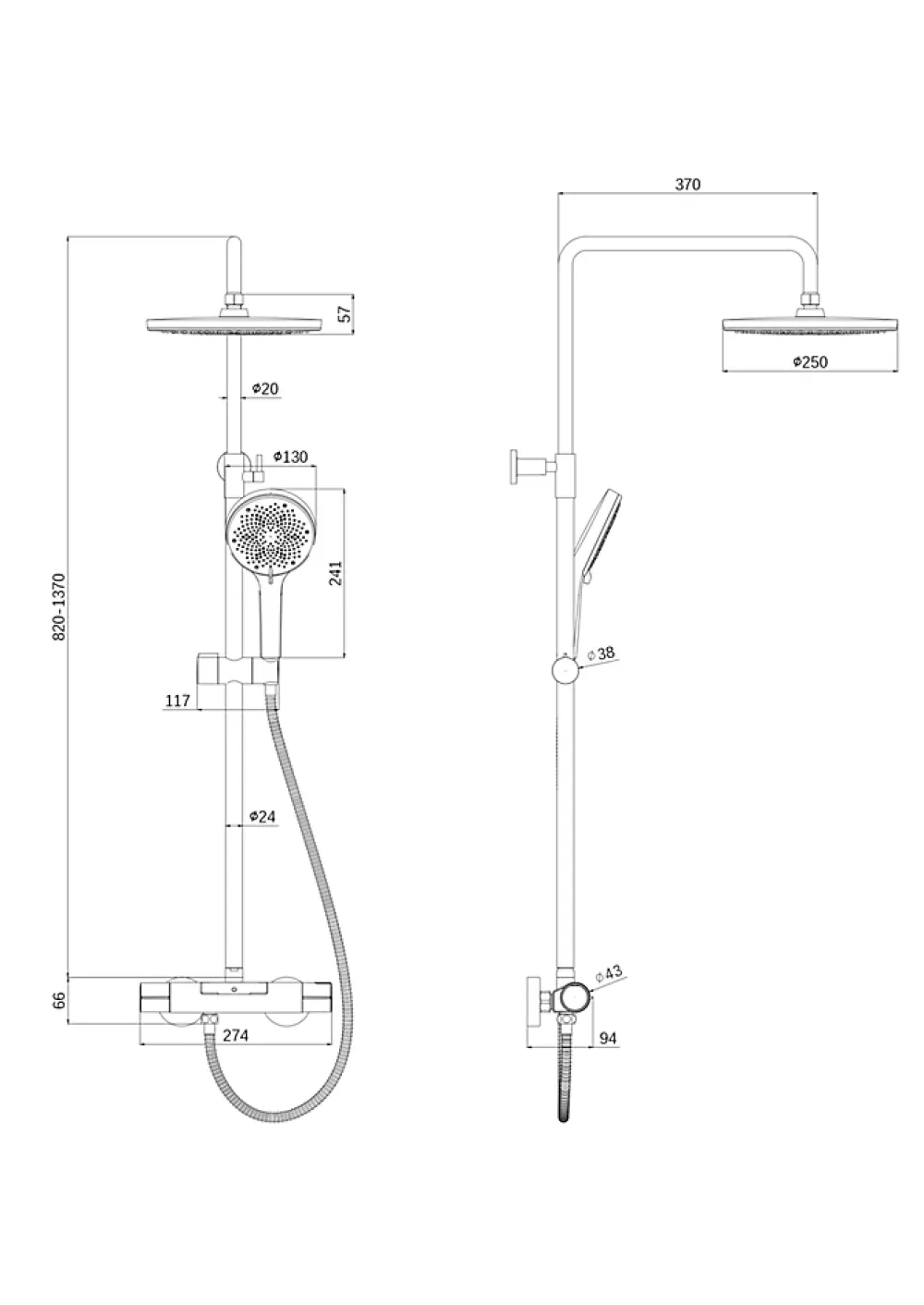 Edouard Rousseau Colonne de douche thermostatique noire XL, Ekogest