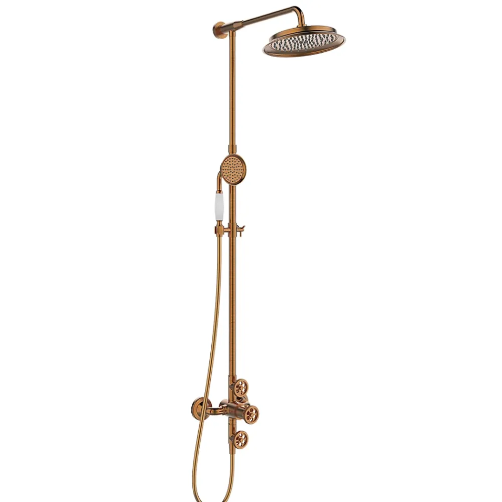Essebagno Colonne de douche thermostatique cuivre brossé Indus