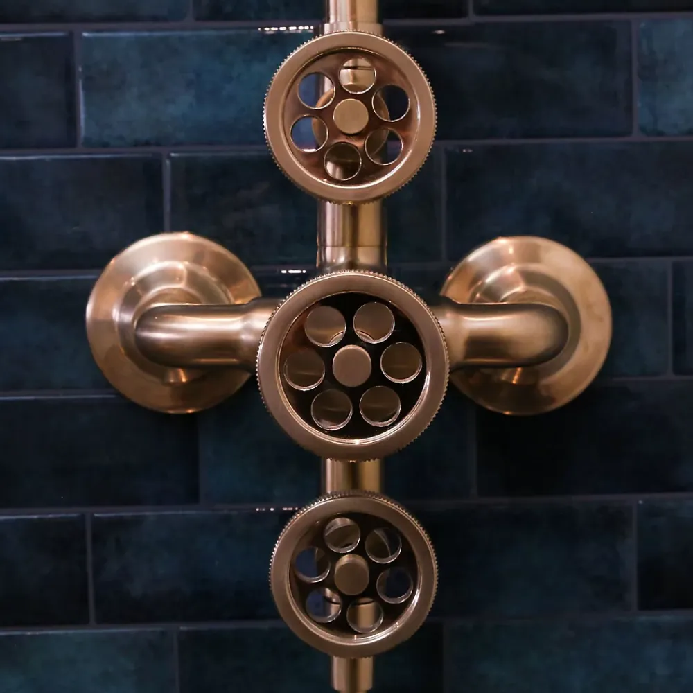 Essebagno Colonne de douche thermostatique cuivre brossé Indus