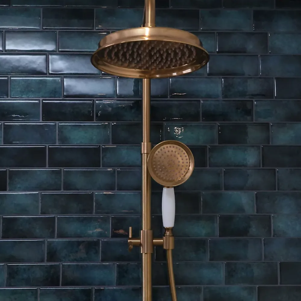 Essebagno Colonne de douche thermostatique cuivre brossé Indus