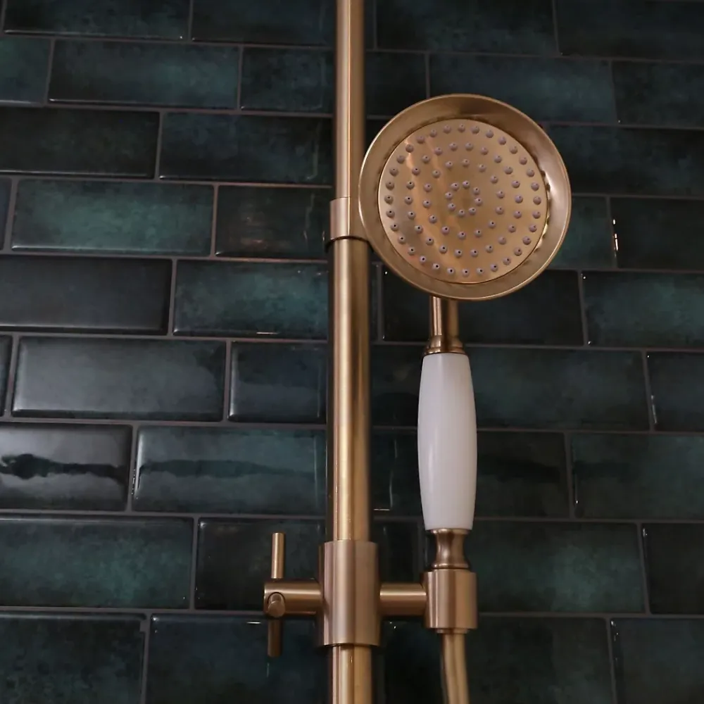 Essebagno Colonne de douche thermostatique cuivre brossé Indus