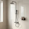 Colonne De Douche Thermostatique|GoodHome Colonne de douche thermostatique + barre réglable + douchette + flexible, noir mat, Owens