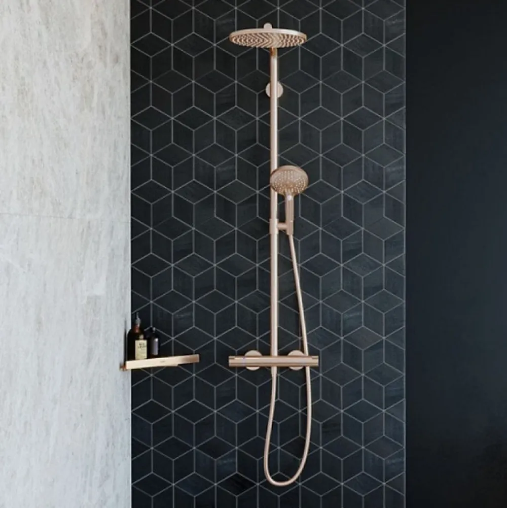 Colonne De Douche Thermostatique|Hansgrohe Colonne de douche thermostatique Croma Select S 280 Aspect dorée poli + nettoyant Briochin