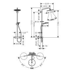 Colonne De Douche Thermostatique|Hansgrohe Colonne de douche thermostatique Croma Select S 280 Aspect dorée poli + nettoyant Briochin