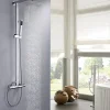 Colonne De Douche Thermostatique|Bernstein Colonne de douche thermostatique acier inox sans pommeau - 118x41cm - 8821C Basic Sans tête (de douche)