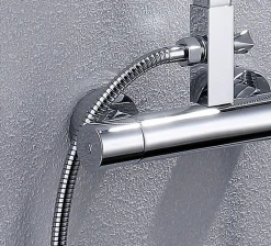 Colonne De Douche Thermostatique|Bernstein Colonne de douche thermostatique acier inox sans pommeau - 118x41cm - 8821C Basic Sans tête (de douche)