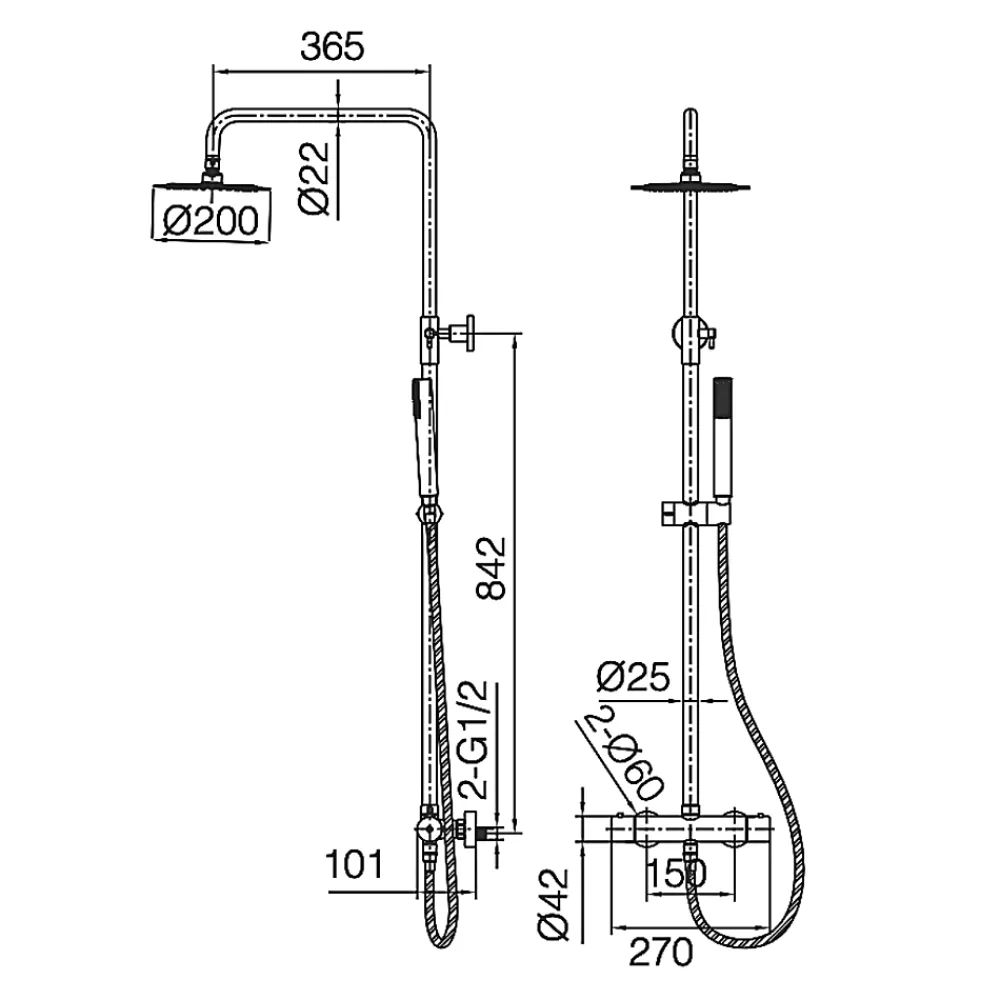 Imex Colonne de Douche Thermostatique Anti-Calcaire Or Brossé NAPOLES BTN047/OC