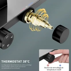 Colonne De Douche Thermostatique|Homelody Colonne de Douche Thermostatique Étagère en Verre avec Cascade Douchette 3 Jets Pommeau de Douche Pluie 300 x 200 mm Noire