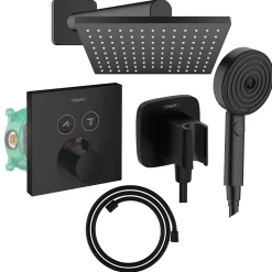Colonne De Douche Encastrable|Hansgrohe Colonne de douche thermostatique ShowerSelect E Douche de tête Vernis Shape Flexible Designflex Douchette Pulsify noir