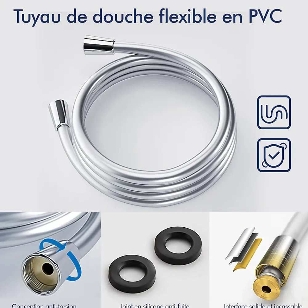 Homelody Colonne de Douche Thermostatique Hauteur Reglable 940 a 1200 mm Jet Pluie avec Tablette Finition Chrome pour Salle de Bain