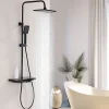 Colonne De Douche Thermostatique|Homelody Colonne de Douche Thermostatique 38C avec Plateau de Rangement de 413mm Ensemble de Douche Noir Comprend une Douche de Tête