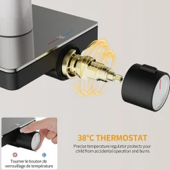 Colonne De Douche Thermostatique|Homelody Colonne de Douche Thermostatique 38C avec Plateau de Rangement de 413mm Ensemble de Douche Noir Comprend une Douche de Tête