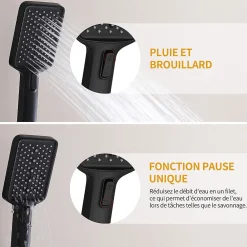 Colonne De Douche Thermostatique|Homelody Colonne de Douche Thermostatique 38C avec Plateau de Rangement de 413mm Ensemble de Douche Noir Comprend une Douche de Tête