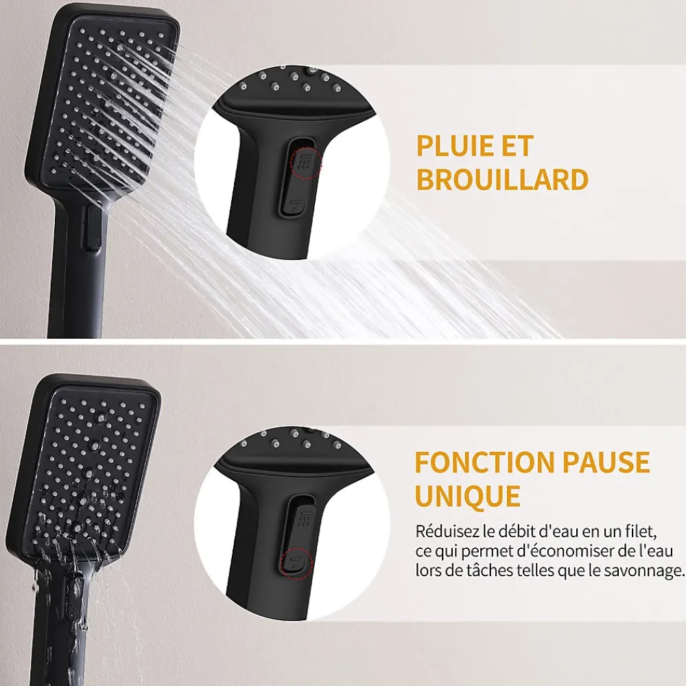 Colonne De Douche Thermostatique|Homelody Colonne de Douche Thermostatique 38C avec Plateau de Rangement de 413mm Ensemble de Douche Noir Comprend une Douche de Tête