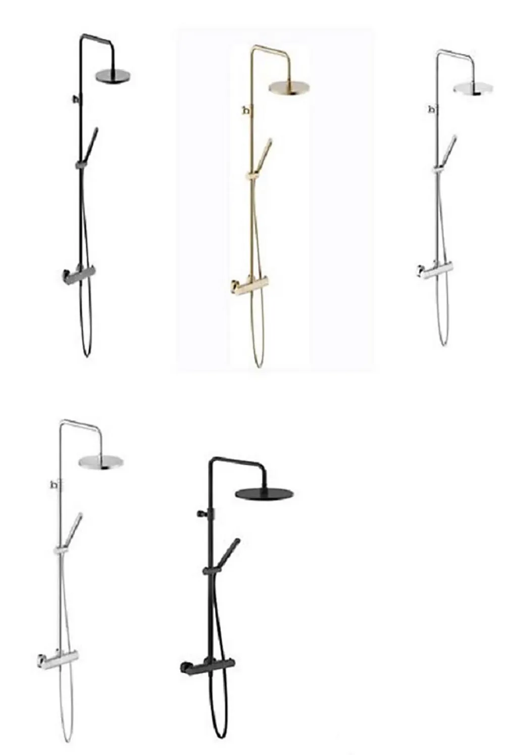Robinet De Douche|Nobili Colonne de douche thermostatique TONDA avec douchette stylo - Coloris: PVD Miele brossé