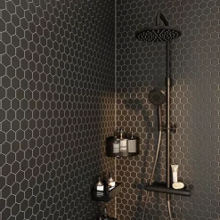 GoodHome Colonne de douche thermostatique Selenga noir